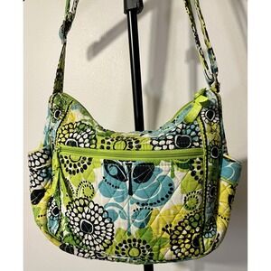 Vera Bradley‎ On The Go Crossbody Bag Womens Small Green Blue Limes Up Floral